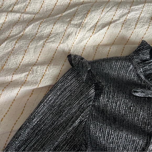 Maje silver, sheer lurex long-sleeved top - Picture 5 of 8